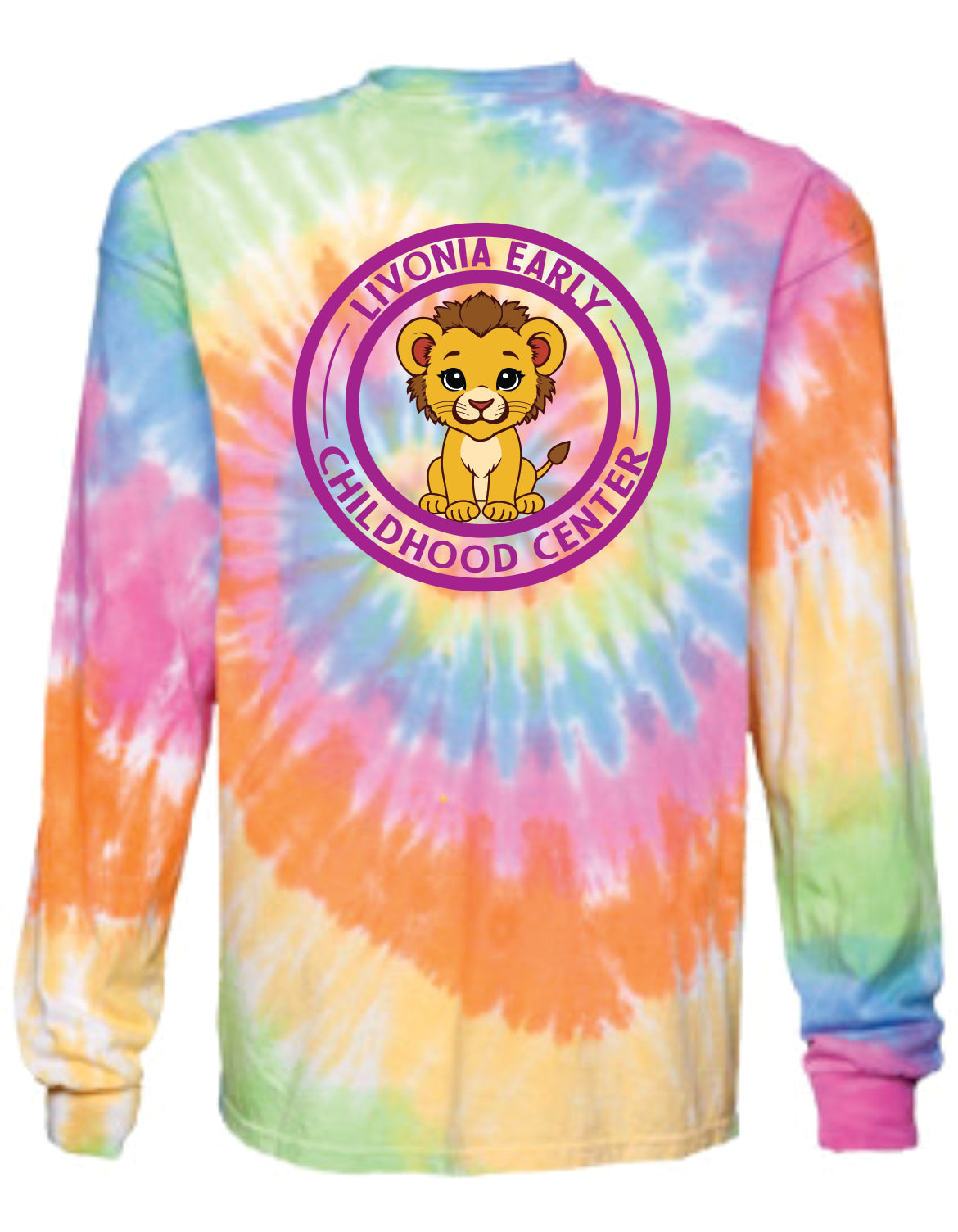 Adult Tie Dye Long Sleeve T Shirt Full Front Logo