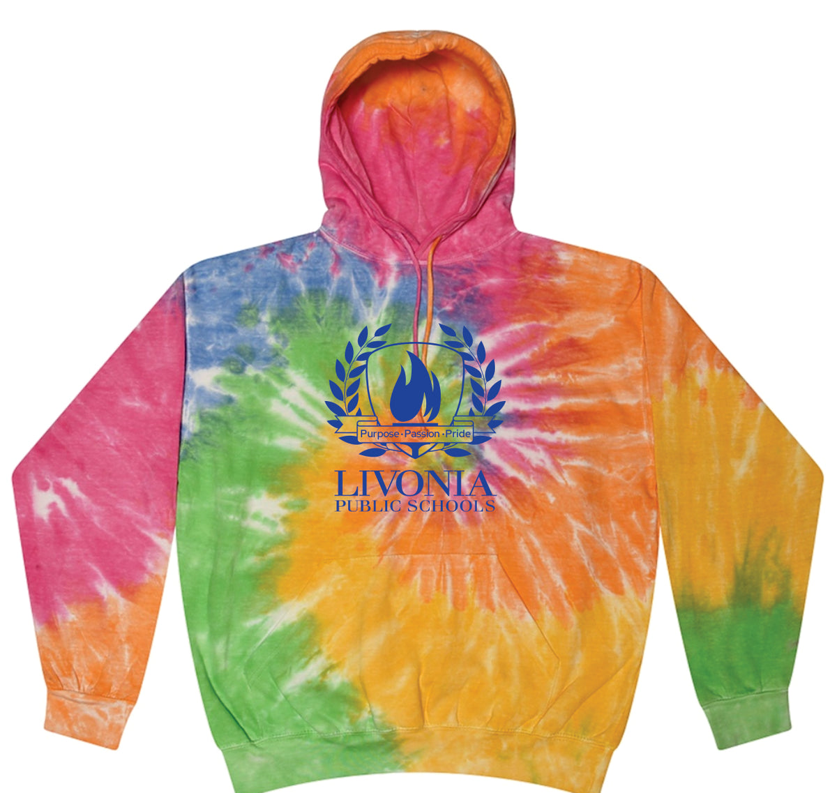 Adult Tie Dye Hoodie Plus Size - Full Front Logo